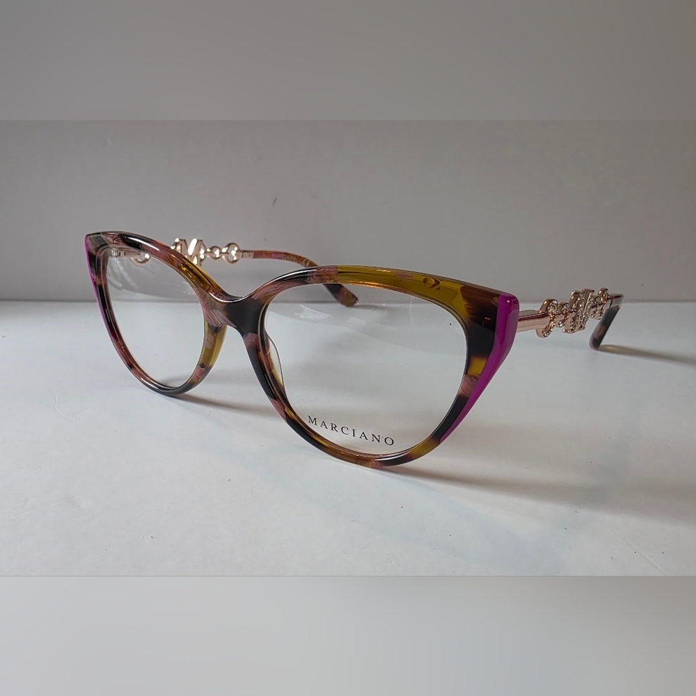 Marciano Guess Cat Eye Eyeglass Frames Tortoise Pink Rhinestone